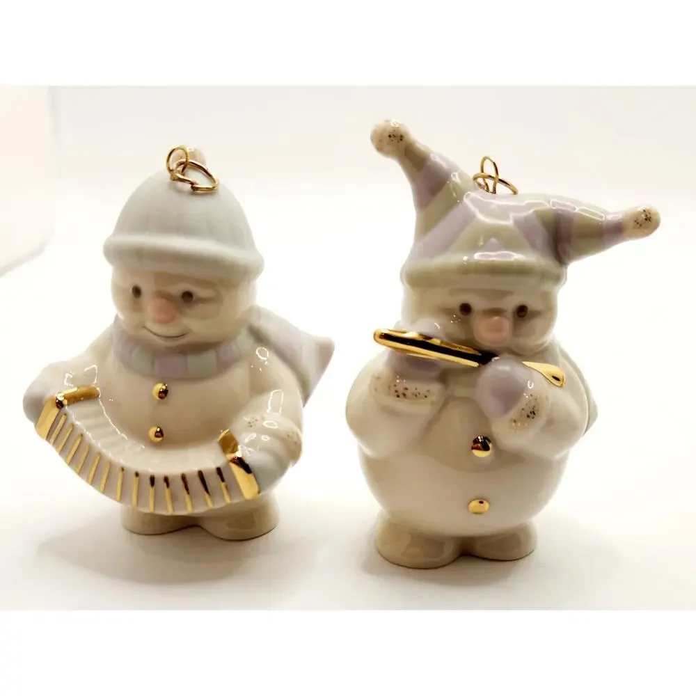 Lenox Standabouts Snowman Ornaments Set of 5 Musical Band Porcelain w/ Box